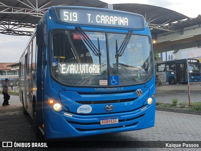 Nova Transporte 22307 na cidade de Vila Velha, Espírito Santo, Brasil, por Kaique Passos. ID da foto: 10482003.