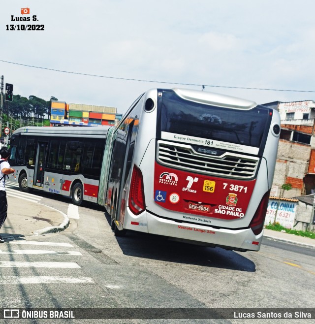 Viação Metrópole Paulista - Zona Sul 7 3871 na cidade de São Paulo, São Paulo, Brasil, por Lucas Santos da Silva. Número da foto: #10485940.