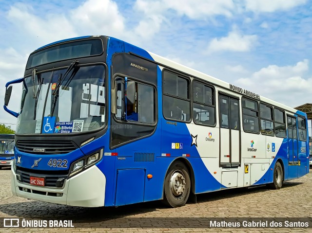 Onicamp Transporte Coletivo 4922 na cidade de Campinas, São Paulo, Brasil, por Matheus Gabriel dos Santos. ID da foto: 10489455.