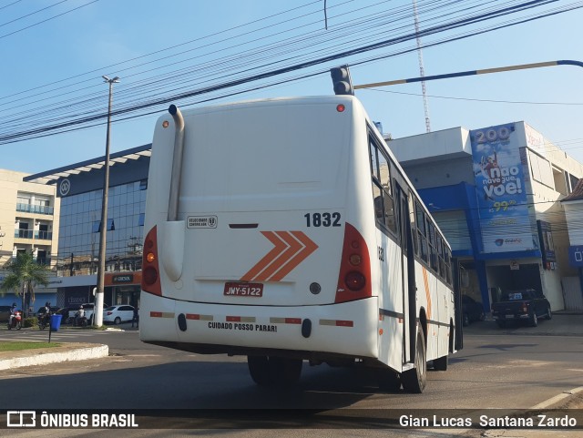 Transvida Transporte Coletivo 1832 na cidade de Ji-Paraná, Rondônia, Brasil, por Gian Lucas  Santana Zardo. ID da foto: 10492079.