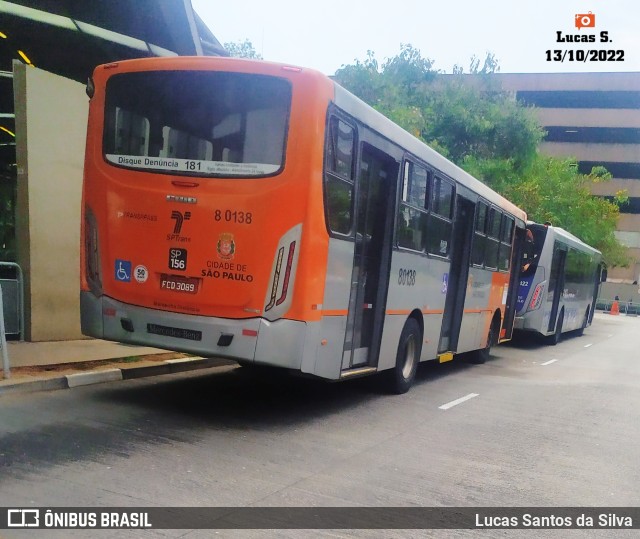 TRANSPPASS - Transporte de Passageiros 8 0138 na cidade de São Paulo, São Paulo, Brasil, por Lucas Santos da Silva. ID da foto: 10498867.