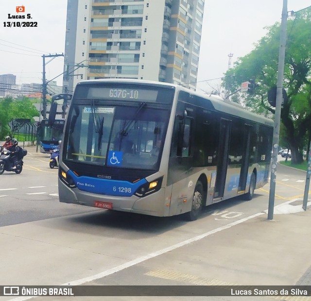 Viação Grajaú S.A. 6 1298 na cidade de São Paulo, São Paulo, Brasil, por Lucas Santos da Silva. ID da foto: 10498827.