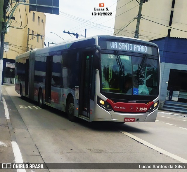 Viação Metrópole Paulista - Zona Sul 7 3949 na cidade de São Paulo, São Paulo, Brasil, por Lucas Santos da Silva. Número da foto: #10498795.
