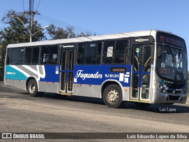 Auto Ônibus Fagundes RJ 101.311 na cidade de Niterói, Rio de Janeiro, Brasil, por Luiz Eduardo Lopes da Silva. ID da foto: 10504185.