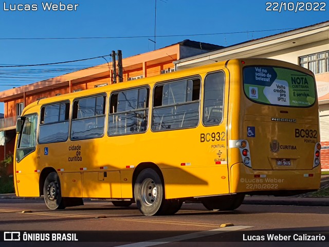 Transporte Coletivo Glória BC932 na cidade de Curitiba, Paraná, Brasil, por Lucas Weber Calizario. ID da foto: 10506623.