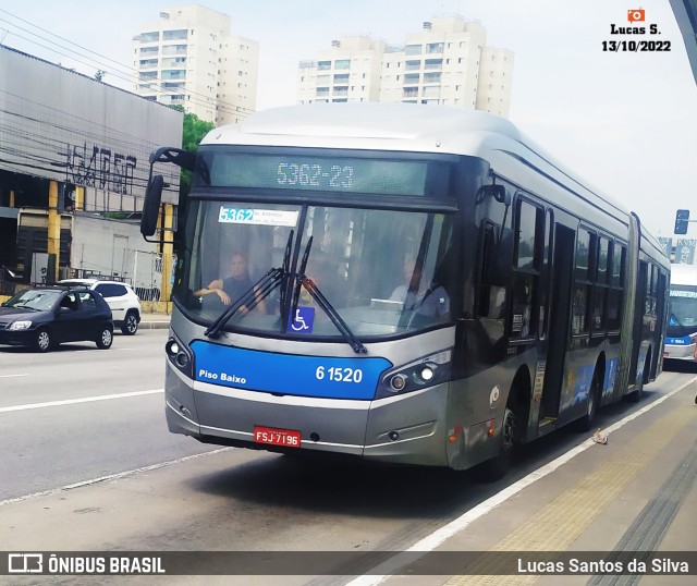 Viação Grajaú S.A. 6 1520 na cidade de São Paulo, São Paulo, Brasil, por Lucas Santos da Silva. ID da foto: 10508654.