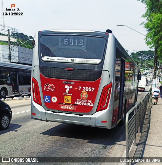 Viação Metrópole Paulista - Zona Sul 7 3957 na cidade de São Paulo, São Paulo, Brasil, por Lucas Santos da Silva. ID da foto: 10508666.