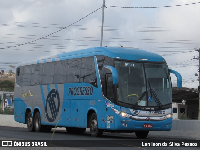 Auto Viação Progresso 6105 na cidade de Caruaru, Pernambuco, Brasil, por Lenilson da Silva Pessoa. ID da foto: 10514541.