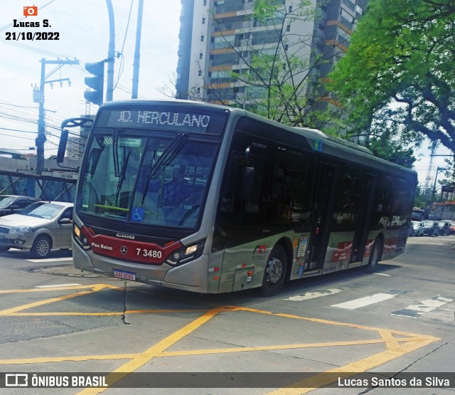 Viação Metrópole Paulista - Zona Sul 7 3480 na cidade de São Paulo, São Paulo, Brasil, por Lucas Santos da Silva. Número da foto: #10514049.