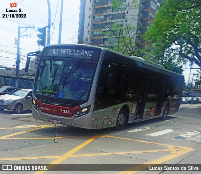 Viação Metrópole Paulista - Zona Sul 7 3480 na cidade de São Paulo, São Paulo, Brasil, por Lucas Santos da Silva. ID da foto: 10514049.