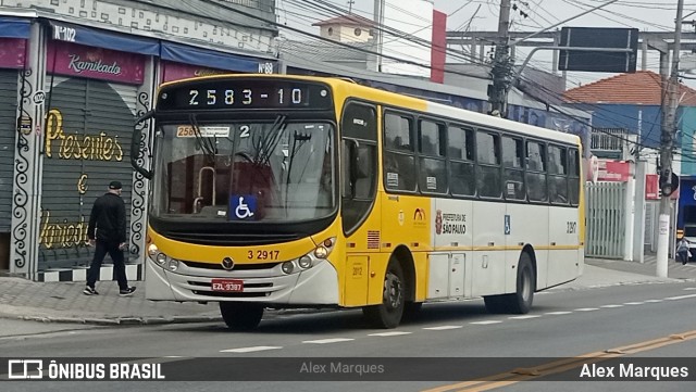 Viação Metrópole Paulista - Zona Leste 3 2917 na cidade de São Paulo, São Paulo, Brasil, por Alex Marques. ID da foto: 10516848.