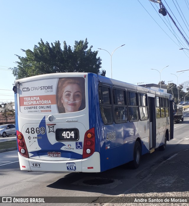 Onicamp Transporte Coletivo 4869 na cidade de Campinas, São Paulo, Brasil, por Andre Santos de Moraes. Número da foto: #10518592.