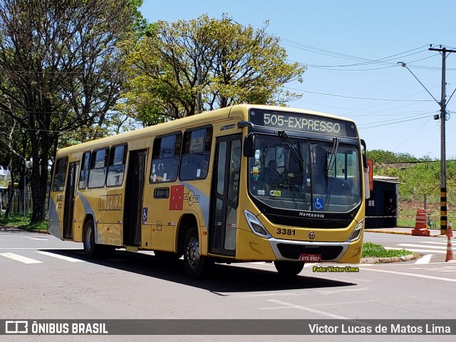 TCGL - Transportes Coletivos Grande Londrina 3381 na cidade de Londrina, Paraná, Brasil, por Victor Lucas de Matos Lima. Número da foto: #10520012.