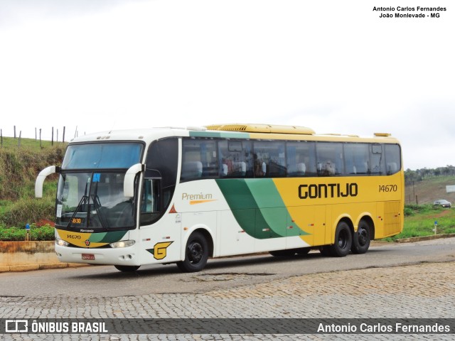 Empresa Gontijo de Transportes 14670 na cidade de João Monlevade, Minas Gerais, Brasil, por Antonio Carlos Fernandes. ID da foto: 10521213.