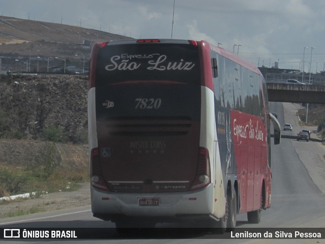 Expresso São Luiz 7820 na cidade de Caruaru, Pernambuco, Brasil, por Lenilson da Silva Pessoa. ID da foto: 10522949.