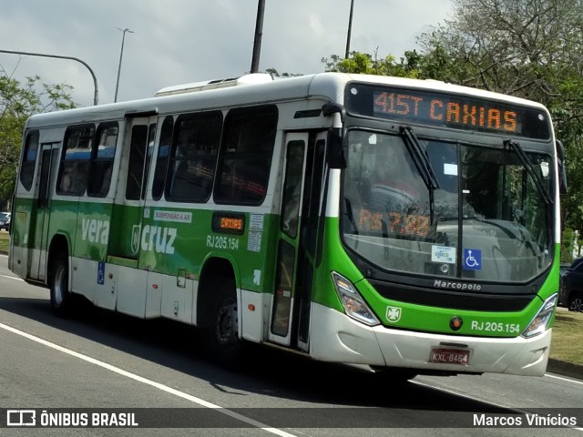 Viação Vera Cruz RJ 205.154 na cidade de Rio de Janeiro, Rio de Janeiro, Brasil, por Marcos Vinícios. ID da foto: 10524743.