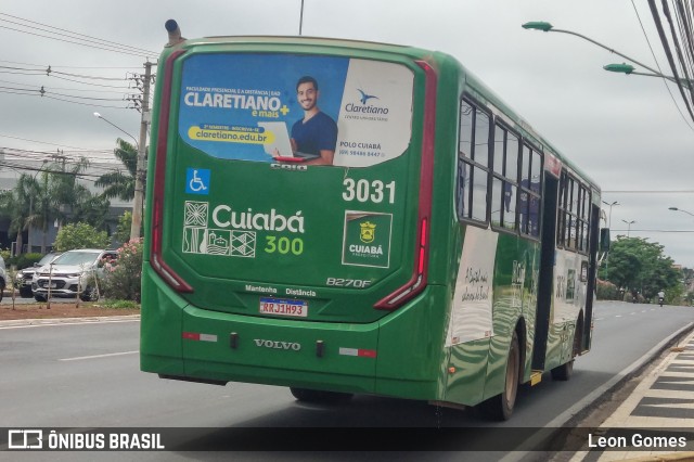 Expresso Caribus Transportes 3031 na cidade de Cuiabá, Mato Grosso, Brasil, por Leon Gomes. ID da foto: 10439674.