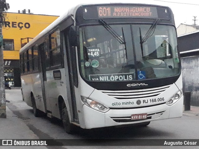 Transportes e Turismo Alto Minho RJ 168.006 na cidade de Nova Iguaçu, Rio de Janeiro, Brasil, por Augusto César. Número da foto: #10449804.