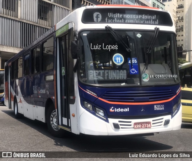 Viação Ideal B28510 na cidade de Rio de Janeiro, Rio de Janeiro, Brasil, por Luiz Eduardo Lopes da Silva. Número da foto: #10448425.