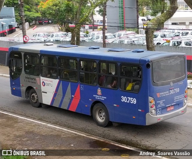 Empresa de Ônibus Vila Galvão 30.759 na cidade de São Paulo, São Paulo, Brasil, por Andrey  Soares Vassão. ID da foto: 10452470.