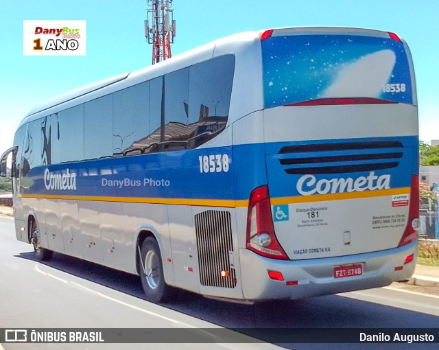 Viação Cometa 18538 na cidade de Campinas, São Paulo, Brasil, por Danilo Augusto. ID da foto: 10558005.