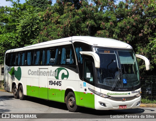 Viação Continental de Transportes 19445 na cidade de São Paulo, São Paulo, Brasil, por Luciano Ferreira da Silva. ID da foto: 10566573.