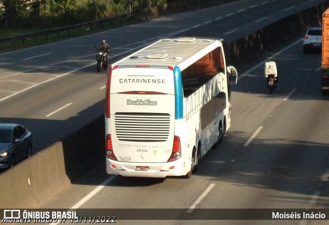 Auto Viação Catarinense 3609 na cidade de Cubatão, São Paulo, Brasil, por Moiséis Inácio. ID da foto: 10579924.