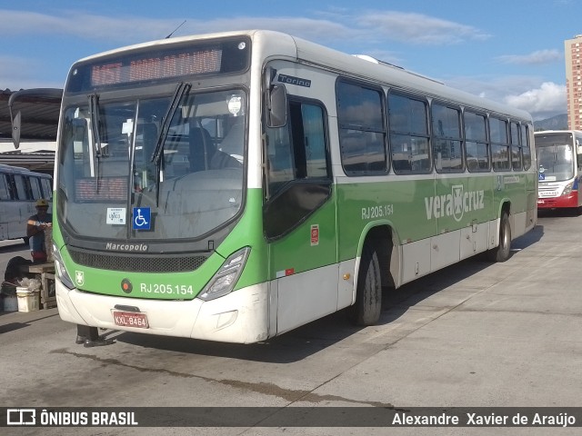 Viação Vera Cruz RJ 205.154 na cidade de Rio de Janeiro, Rio de Janeiro, Brasil, por Alexandre  Xavier de Araújo. Número da foto: #10583394.