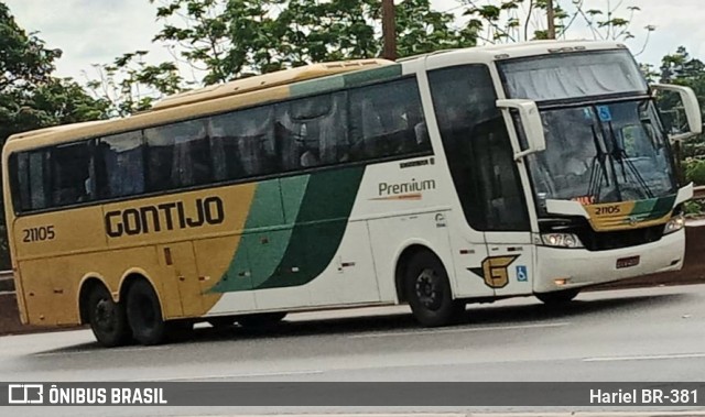 Empresa Gontijo de Transportes 21105 na cidade de Betim, Minas Gerais, Brasil, por Hariel BR-381. ID da foto: 10583529.