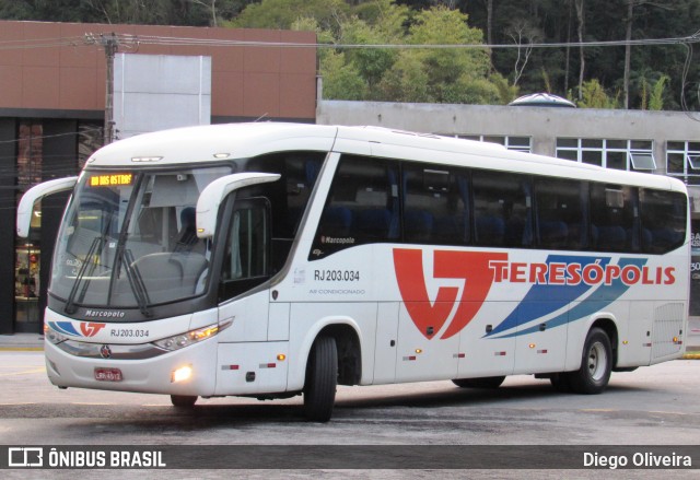 Viação Teresópolis RJ 203.034 na cidade de Teresópolis, Rio de Janeiro, Brasil, por Diego Oliveira. ID da foto: 10535342.