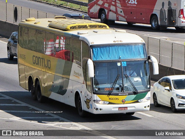 Empresa Gontijo de Transportes 16035 na cidade de Aparecida, São Paulo, Brasil, por Luiz Krolman. ID da foto: 10588370.