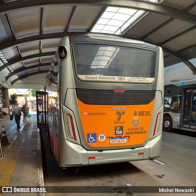 TRANSPPASS - Transporte de Passageiros 8 0035 na cidade de São Paulo, São Paulo, Brasil, por Michel Nowacki. ID da foto: 10589360.