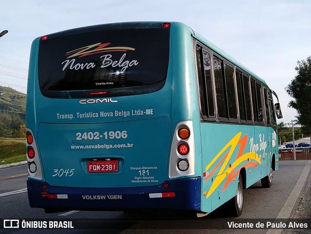 Nova Belga Transportadora Turística 3045 na cidade de Aparecida, São Paulo, Brasil, por Vicente de Paulo Alves. ID da foto: 10594473.