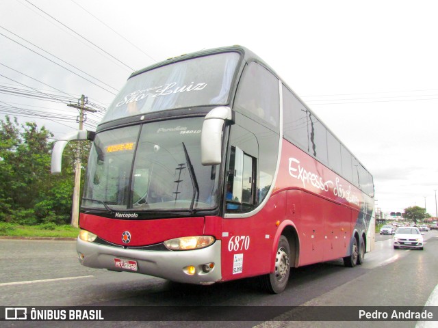 Expresso São Luiz 6870 na cidade de Núcleo Bandeirante, Distrito Federal, Brasil, por Pedro Andrade. Número da foto: #10597060.