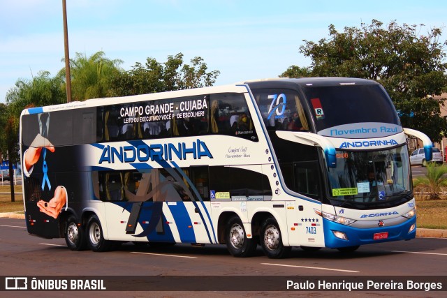 Empresa de Transportes Andorinha 7403 na cidade de Campo Grande, Mato Grosso do Sul, Brasil, por Paulo Henrique Pereira Borges. ID da foto: 10596848.