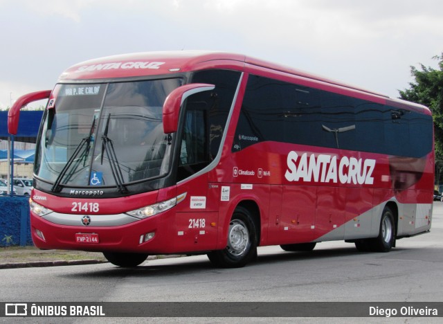 Viação Santa Cruz 21418 na cidade de São Paulo, São Paulo, Brasil, por Diego Oliveira. Número da foto: #10597325.
