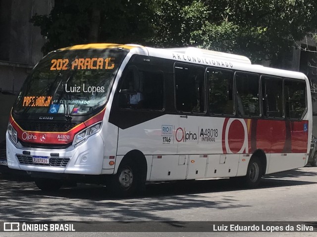 Auto Viação Alpha A48018 na cidade de Rio de Janeiro, Rio de Janeiro, Brasil, por Luiz Eduardo Lopes da Silva. ID da foto: 10596160.