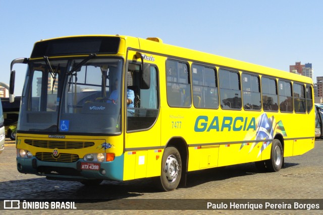 Viação Garcia 7477 na cidade de Londrina, Paraná, Brasil, por Paulo Henrique Pereira Borges. ID da foto: 10599480.