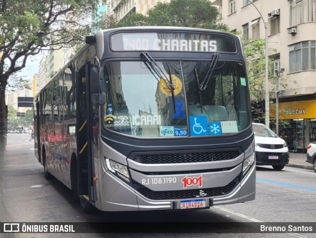 Auto Viação 1001 RJ 108.1190 na cidade de Rio de Janeiro, Rio de Janeiro, Brasil, por Brenno Santos. ID da foto: 10608032.