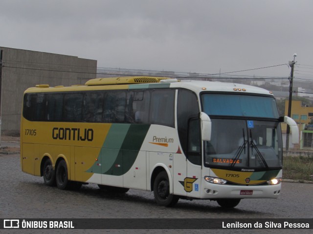 Empresa Gontijo de Transportes 17105 na cidade de Caruaru, Pernambuco, Brasil, por Lenilson da Silva Pessoa. ID da foto: 10614854.