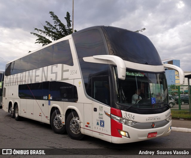Auto Viação Catarinense 3514 na cidade de São Paulo, São Paulo, Brasil, por Andrey  Soares Vassão. Número da foto: #10544202.