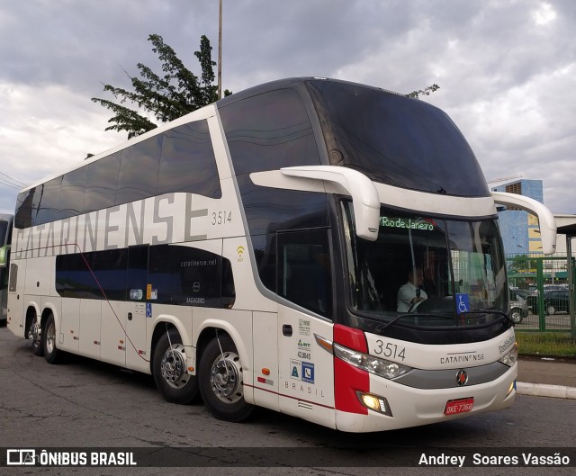 Auto Viação Catarinense 3514 na cidade de São Paulo, São Paulo, Brasil, por Andrey  Soares Vassão. ID da foto: 10544202.