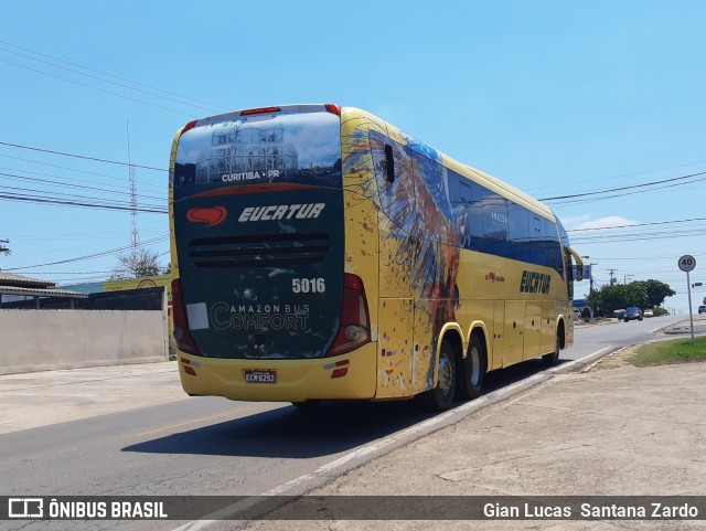 Eucatur - Empresa União Cascavel de Transportes e Turismo 5016 na cidade de Ji-Paraná, Rondônia, Brasil, por Gian Lucas  Santana Zardo. ID da foto: 10550589.