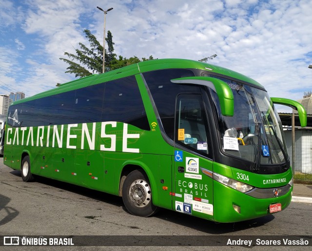 Auto Viação Catarinense 3304 na cidade de São Paulo, São Paulo, Brasil, por Andrey  Soares Vassão. Número da foto: #10553316.