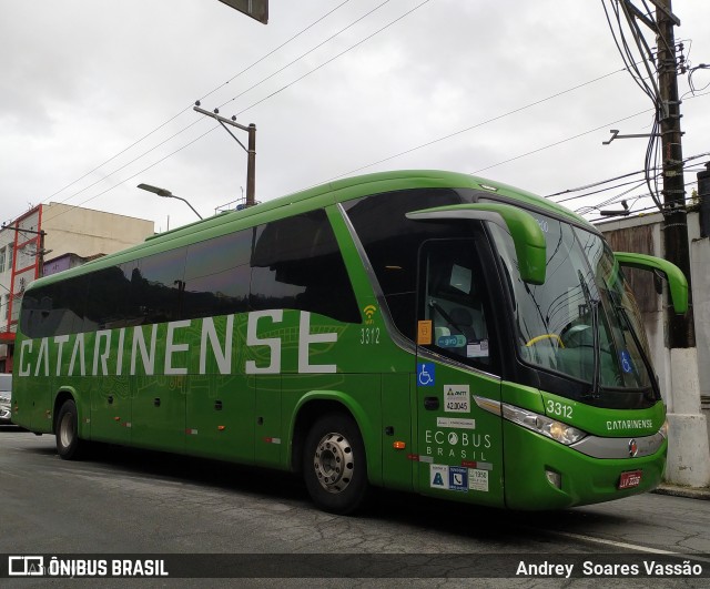 Auto Viação Catarinense 3312 na cidade de Santos, São Paulo, Brasil, por Andrey  Soares Vassão. Número da foto: #10651967.