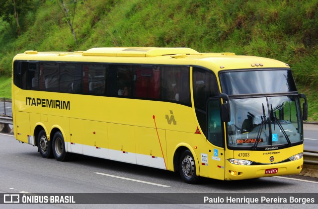 Viação Itapemirim 47003 na cidade de Piraí, Rio de Janeiro, Brasil, por Paulo Henrique Pereira Borges. ID da foto: 10652156.