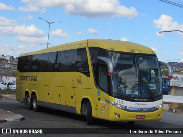 Viação Itapemirim 60751 na cidade de Caruaru, Pernambuco, Brasil, por Lenilson da Silva Pessoa. Número da foto: #10651082.