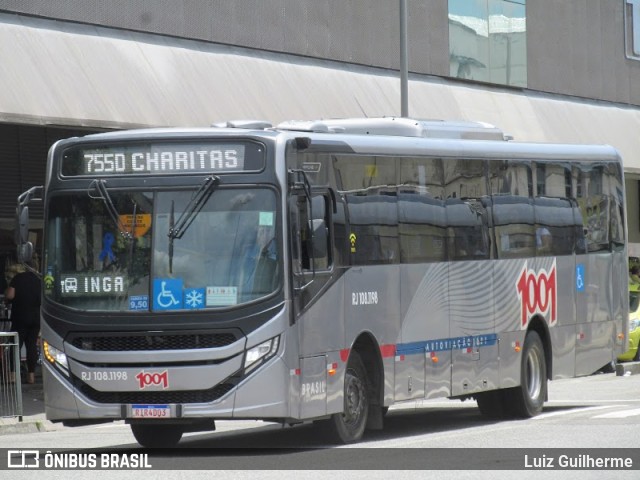 Auto Viação 1001 RJ 108.1198 na cidade de Rio de Janeiro, Rio de Janeiro, Brasil, por Luiz Guilherme. ID da foto: 10660569.