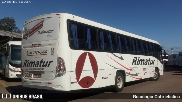 Rimatur Transportes 3832 na cidade de Curitiba, Paraná, Brasil, por Busologia Gabrielística. Número da foto: #10662385.
