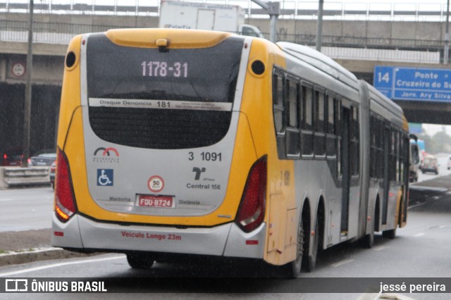 Viação Metrópole Paulista - Zona Leste 3 1091 na cidade de São Paulo, São Paulo, Brasil, por jessé pereira. Número da foto: #10664898.